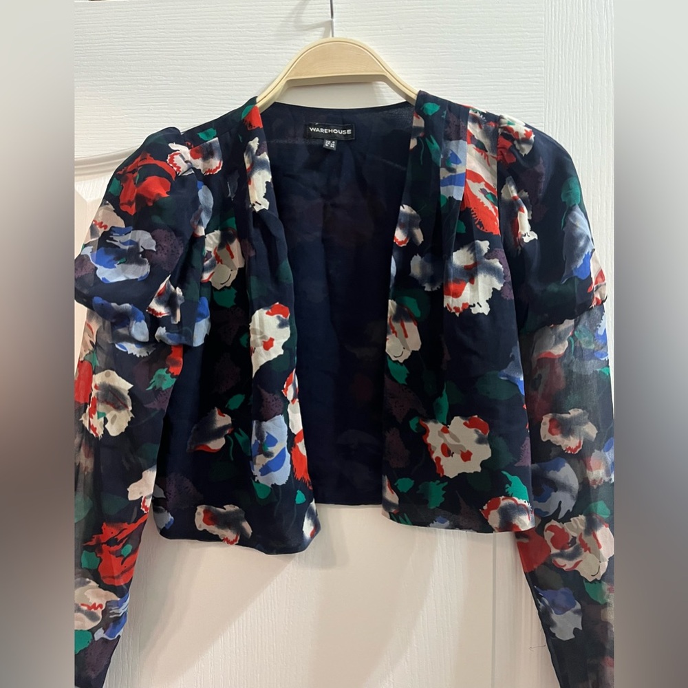 Warehouse 1930s inspired floral chiffon bolero formal cover up jacket US 4 UK 8
